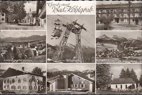 Gruß aus Bad Kohlgrub, Kurhaus Herzogstand, Hörnlehütte, Kirche, gelaufen 195?