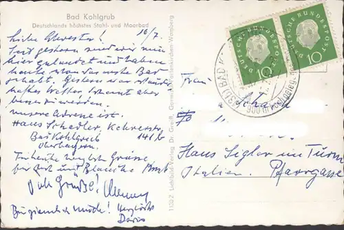 Salutation de Bad Kohlgrub, Kurhaus Duché, Hörnlehütte, église, couru 195?