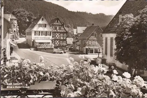 Bad Teinach, Blick vom Hotel Hirsch, Kaffee Rossteuscher, gelaufen 1963