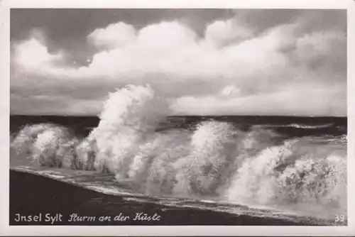 Insel Sylt, Sturm an der Küste, gelaufen 1959