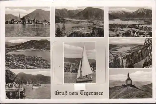 Gruß vom Tegernsee mit innenliegenden Miniaturbildern, gelaufen 1961
