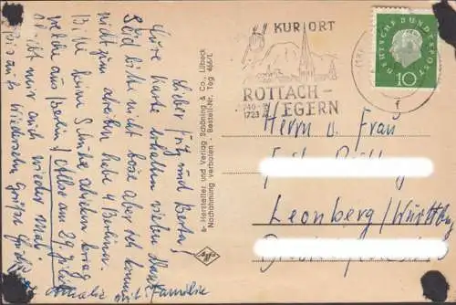 Gruß vom Tegernsee mit innenliegenden Miniaturbildern, gelaufen 1961