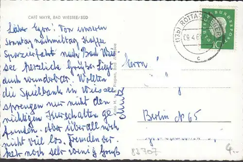 Bad Wiessee, Cafe Mayr, gelaufen 1961