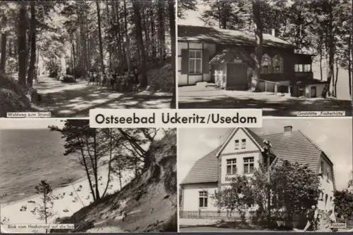 Balte Bain Uckeritz, Bureau de poste, Gastät, Haute plage, Chemin forestier, couru 1960