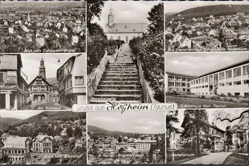 Gruß aus Hofheim, Rathaus, Krankenhaus, Sanatorium, Schule, ungelaufen