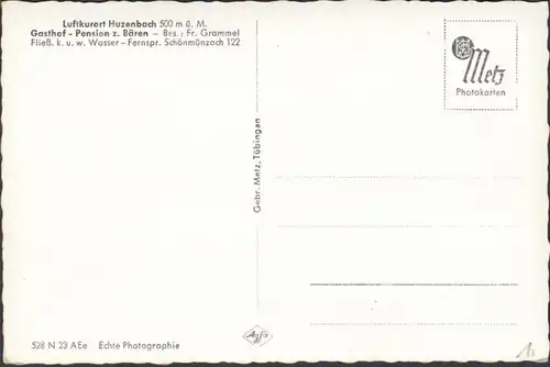 Huzenbach, Gasthof und Pension zum Bären, ungelaufen