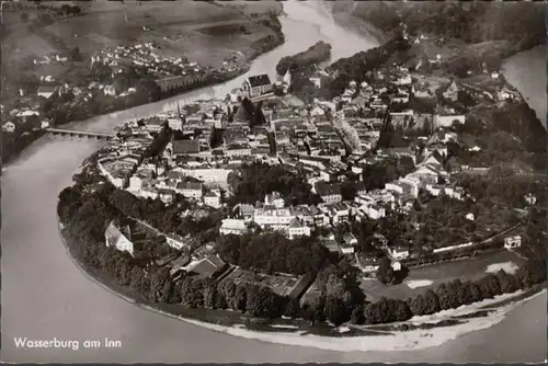 Wasserburg am Inn, Fliegeraufnahme, Hotel Fletzinger, gelaufen 1963