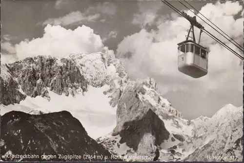 Garmisch, Kreuzeckbahn gegen Zugspitze, gelaufen 1957