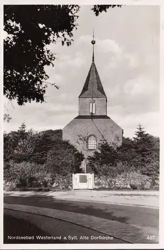 Mer du Nord Bain de l'Ouest à Sylt, vieille église du village, poste ferroviaire, parcouru en 1954