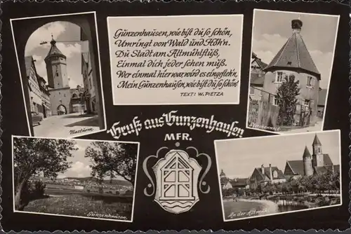 Gruß aus Gunzenhausen, Blasturm, Storchennest, Altmühl, gelaufen 1963