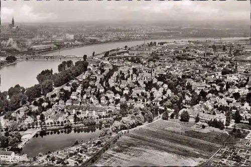 Kehl avec les ponts rhénanes et Strasbourg, photo aérienne, non-roulé