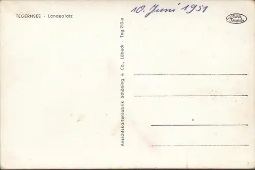 Tegernsee mit Landeplatz, ungelaufen- datiert 1951