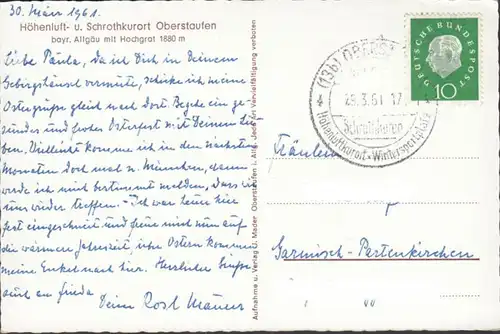 Oberstaufen mit Hochgrat, gelaufen 1961