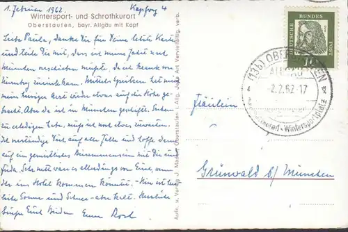 Oberstaufen mit Kapf, gelaufen 1962