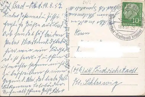 Bad Orb, Trinkhalle mit Leseraum im Kurpark, gelaufen 1957