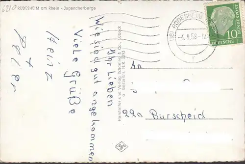 Rüdesheim a. Rhein, Jugendherberge, gelaufen 1958