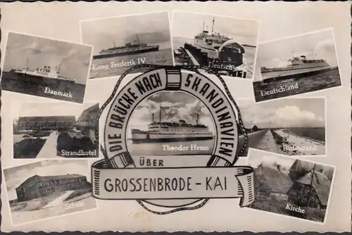 Großenbrode, Die Brücke nach Skandinavien, Mehrbild, gelaufen 1958