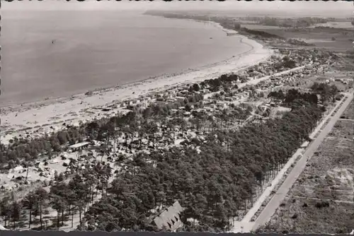 Ostseeheilbad Travemünde, Priwall, Fliegeraufnahme, gelaufen 1962