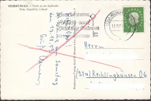 Velbert, Partie an der Saubrücke, gelaufen 1959