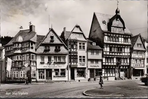 Adenau, Am Marktplatz, Hotel Zum wilden Schwein, gelaufen 1961