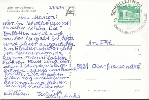 Schellerhau, Ferienheim Heiterethei, gelaufen 1984