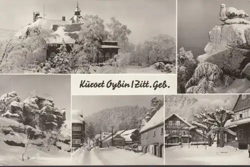 Kurort Oybin im Winter, Burgkeller, Burghof, ungelaufen