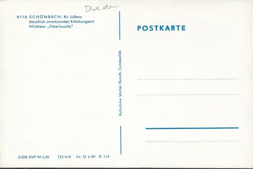 Schönbach, Milchbar Oberlausitz, ungelaufen