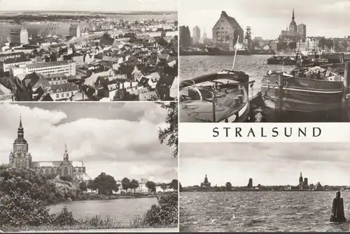 Stralsund, Teilansicht, Hafen, Kirche, ungelaufen