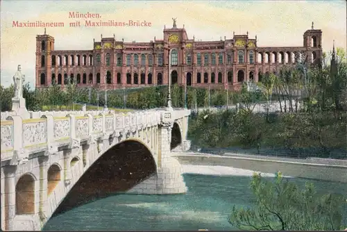 Munich, Maximilianeum avec le pont de Maximilian, non couru