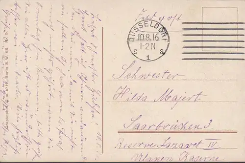 Düsseldorf, Rheinansicht, Feldpost, gelaufen 1916