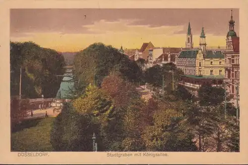 Düsseldorf, Stadtgraben mit Königsallee, ungelaufen- datiert 1920