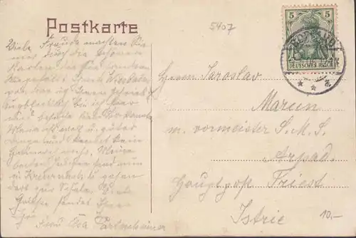 Boppard am Rhein, Stadtansicht, gelaufen 1906