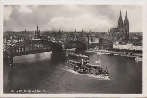 Cologne, vue de Deutz, vapeur, couru 1938