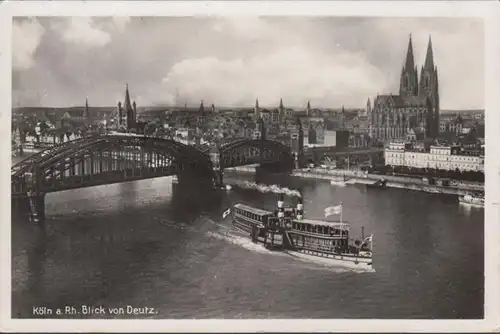Köln, Blick von Deutz, Dampfer, gelaufen 1938