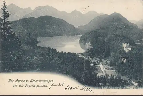 Alpsee et Hohenschwangau vu par la jeunesse, couru 1899