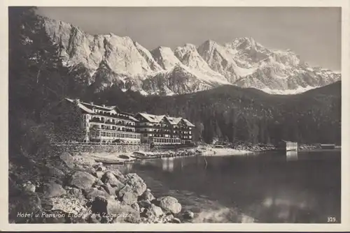 Hotel und Pension Eibsee mit Zugspitze, gelaufen