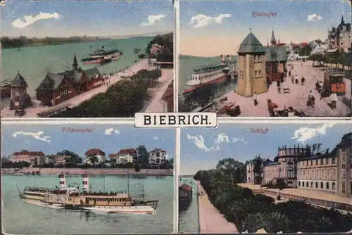 Biebrich, Rheinufer, Villenviertel, Schloß, ungelaufen- datiert 1922