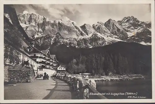 Garmisch, Eibseehotel mit Zugspitze, gelaufen 1929