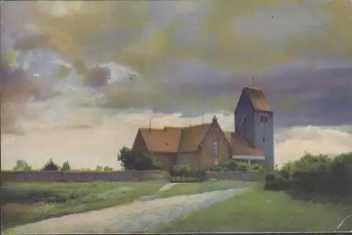Wyk on Föhr, Wyk on Föhr, Boldixum, Church, Photochrome, gelaufen 1934
