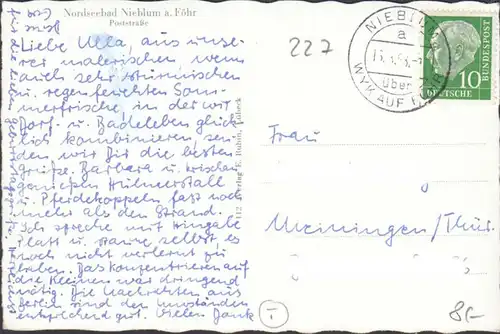 Föhr, Nieblum, Poststraße, gelaufen 1958