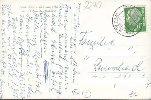 Föhr, Nieblum, Passat Cafe, gelaufen 1957