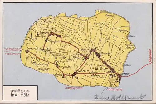 Insel Föhr, Spezialkarte, ungelaufen