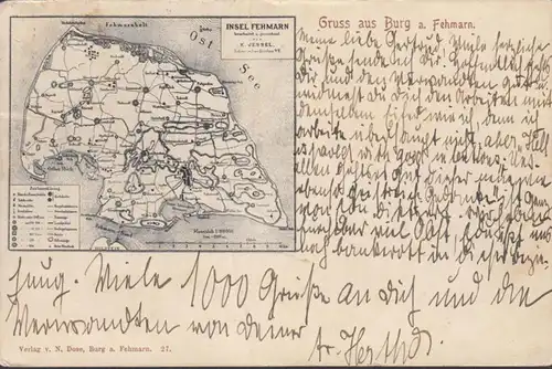 Gruss aus Burg a. Fehmarn, Spezialkarte, gelaufen 1906