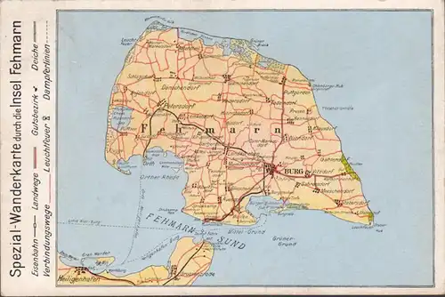 Fehmarn, carte spéciale de randonnée, couru en 1934