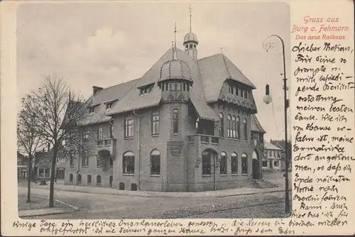 Gruss aus Fehmarn, Das neue Rathaus, gelaufen 1906