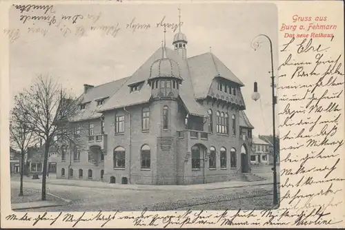Gruss aus Fehmarn, Das neue Rathaus, gelaufen 1906