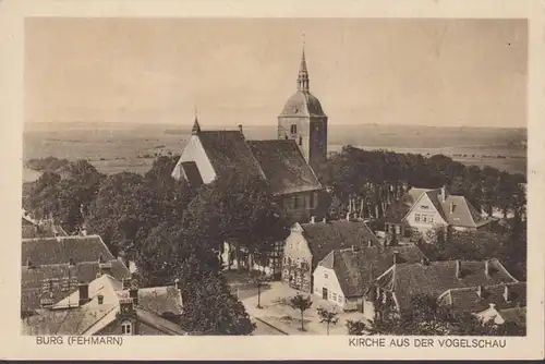 Burg auf Fehmarn, Kirche aus der Vogelschau, ungelaufen