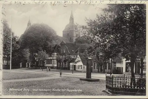 Château sur Fehmarn, église avec double chêne, poste ferroviaire, couru 1931