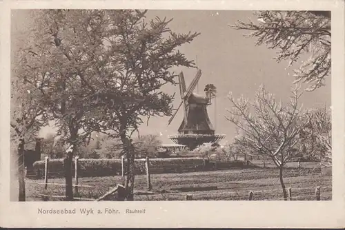 Wyk auf Föhr, Rauhreif, Windmühle, ungelaufen