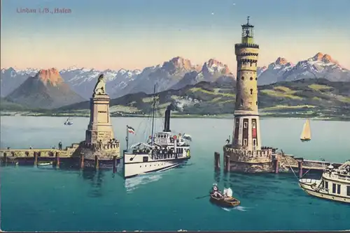 Lindau am Bodensee, Hafen, Dampfer, ungelaufen